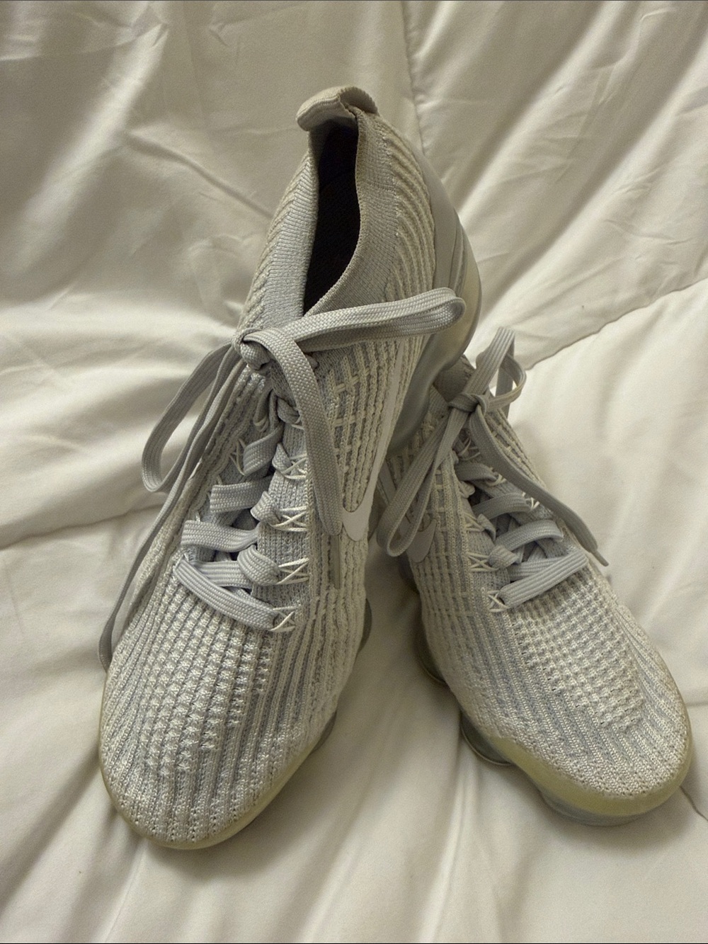 Light Gray Knit High-Top Sneakers
